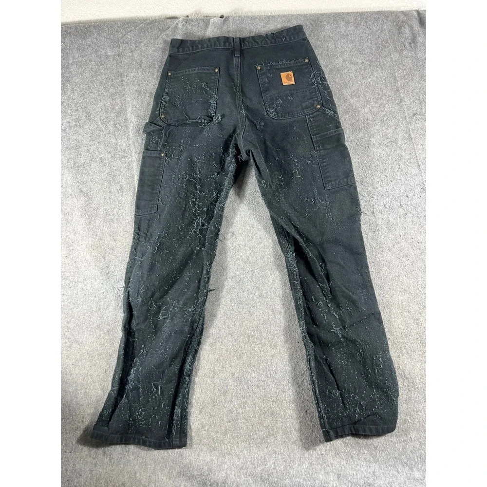 Carhartt B136 BLK Double Knee Carpenter Distressed Work Pants Black Mens 30x30